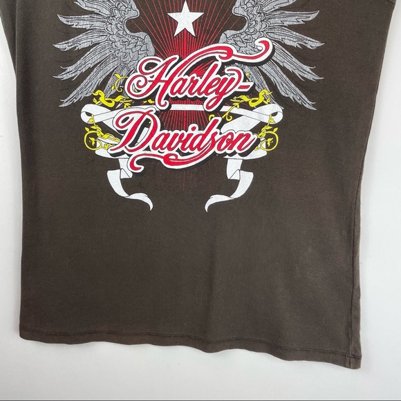 Vtg Y2K Harley Davidson Sleeveless Top Logo Graphic Brown Sz Large - Picture 6 of 10